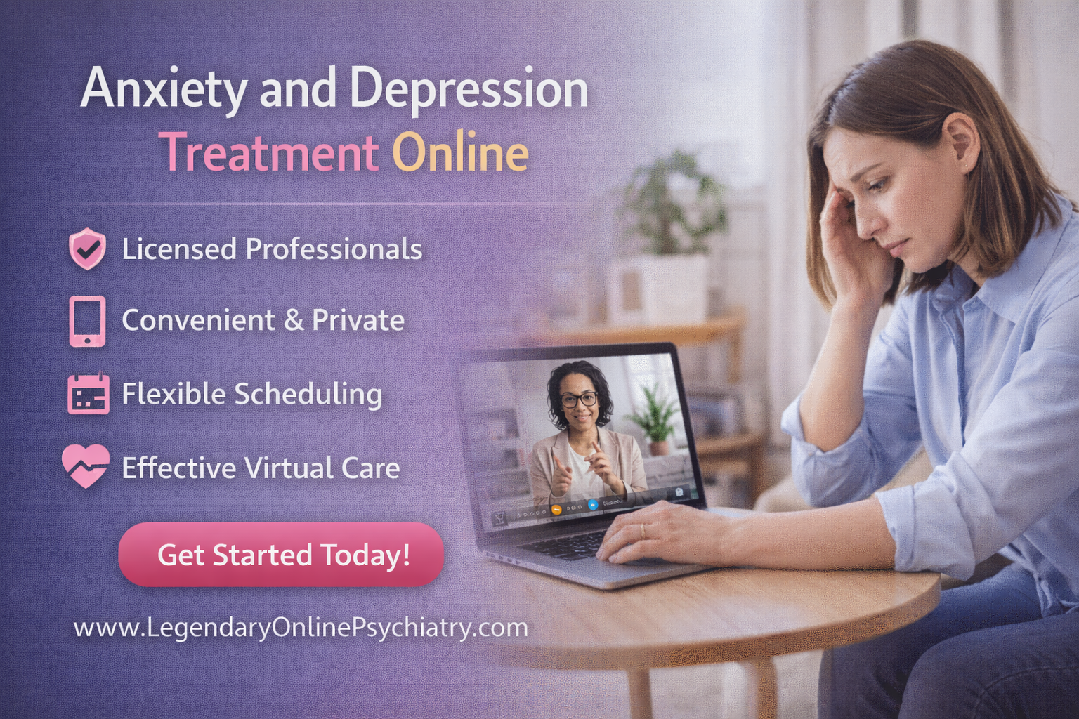 Anxiety and depression treatment online therapy session